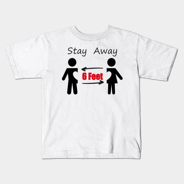 Stay 6 feet away With Man And Women Icons Social Distancing Face Cover Kids T-Shirt by MerchSpot